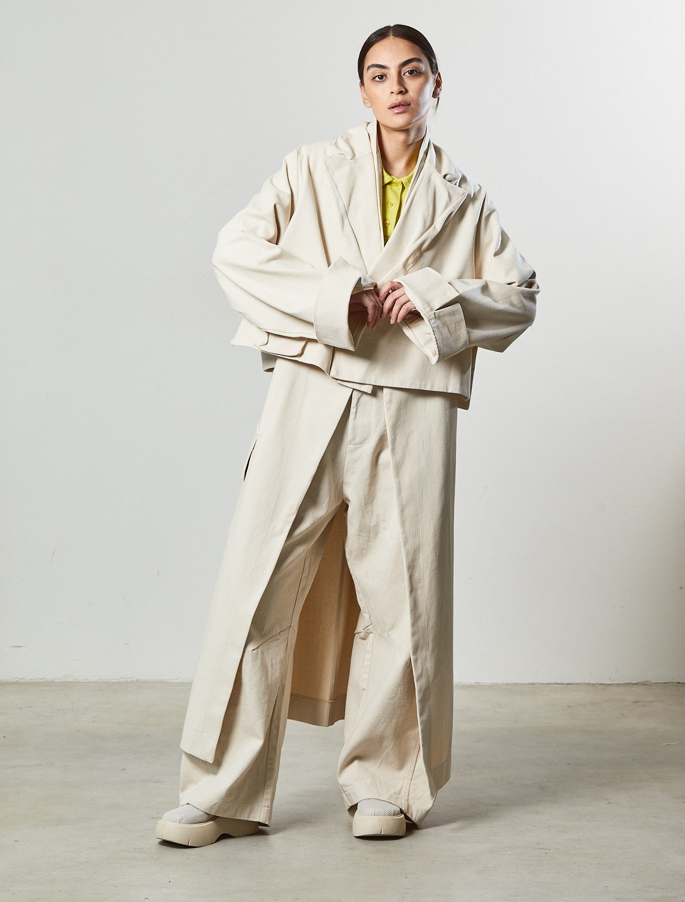 Two-piece detachable cotton trench coat