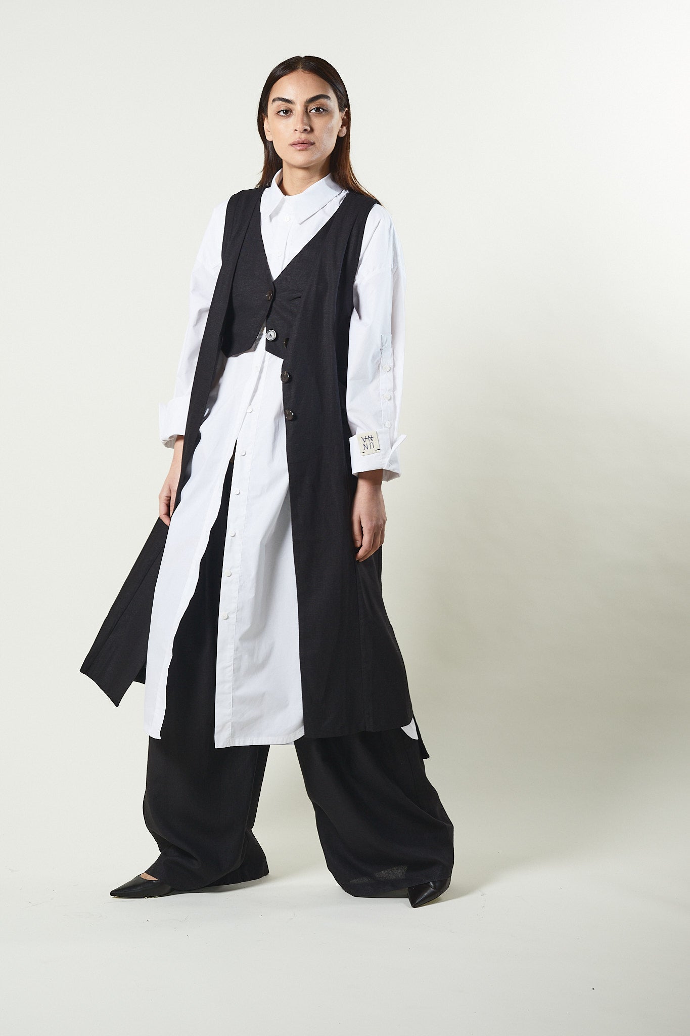 Long linen viscose vest