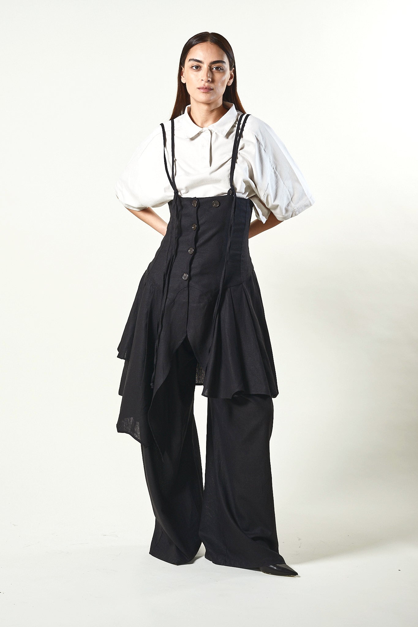Linen viscose top-skirt