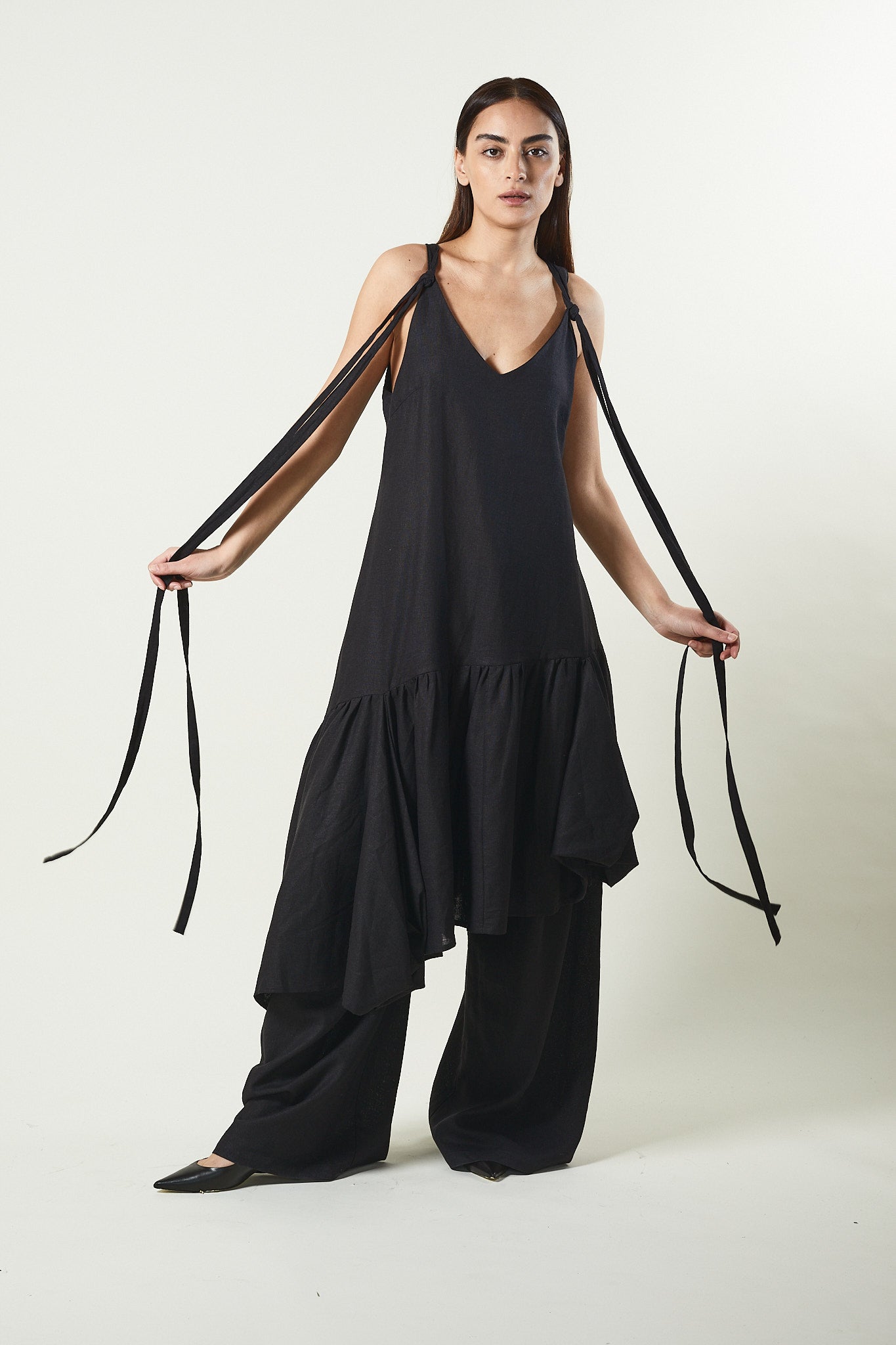 Linen viscose midi dress