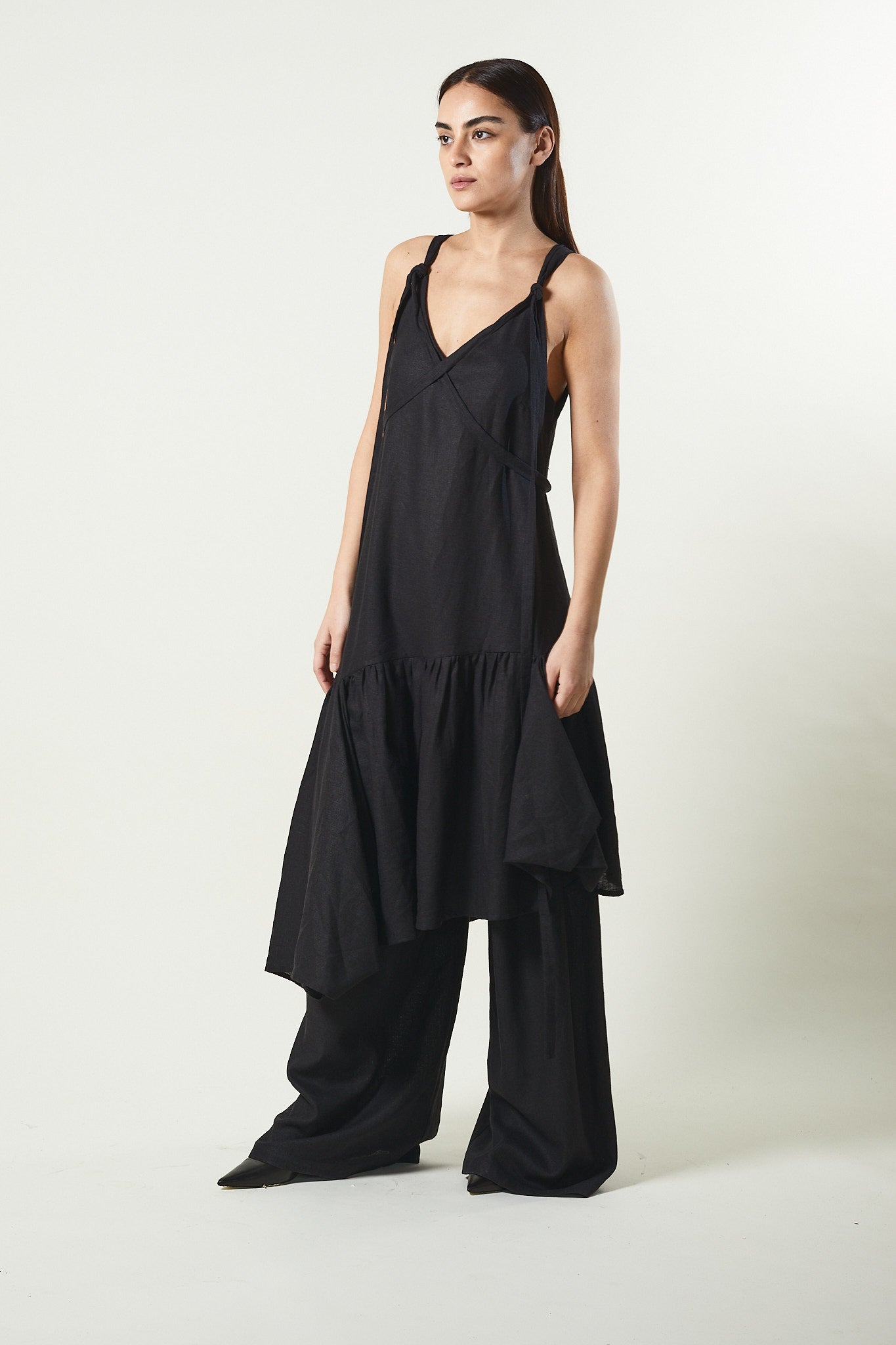 Vestido midi lino viscosa