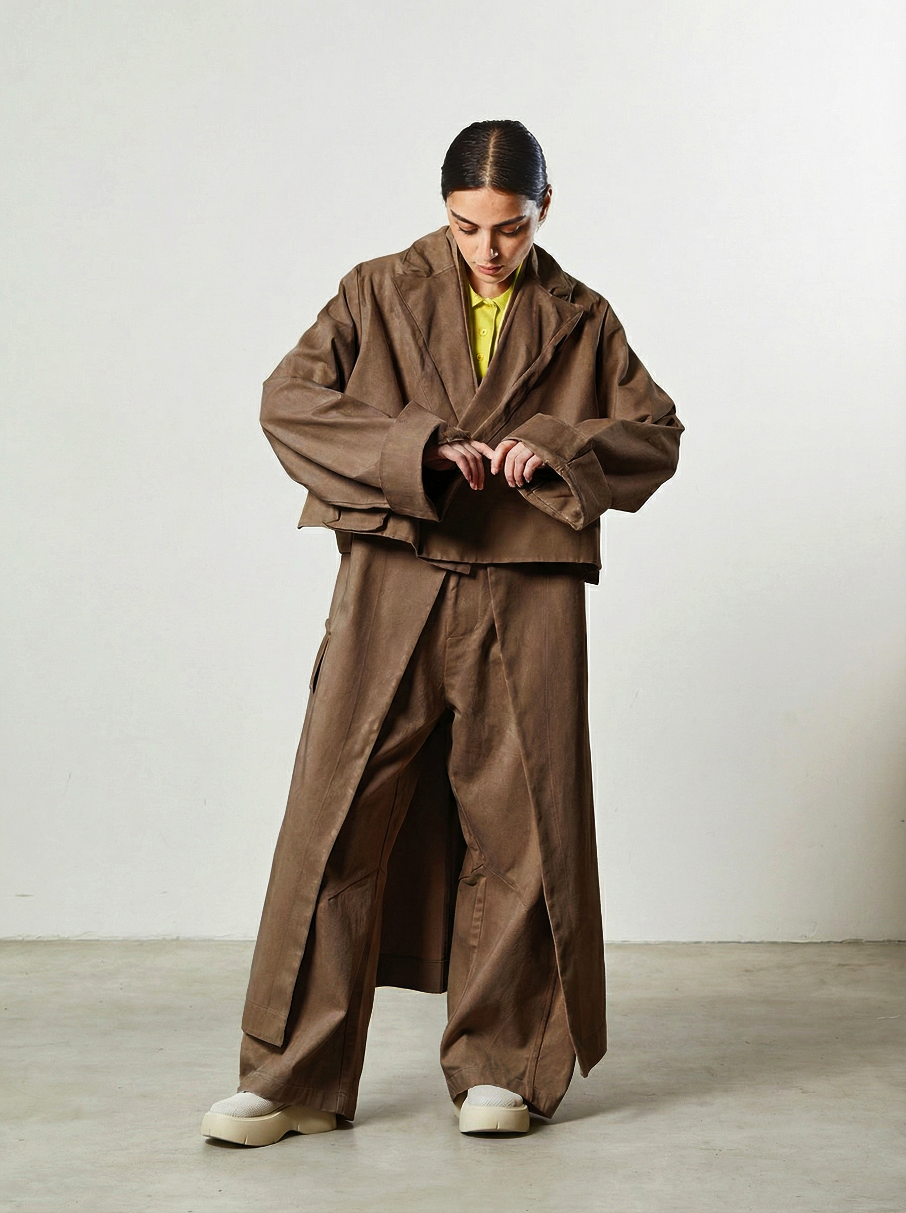 Trench de algodón desmontable en dos piezas